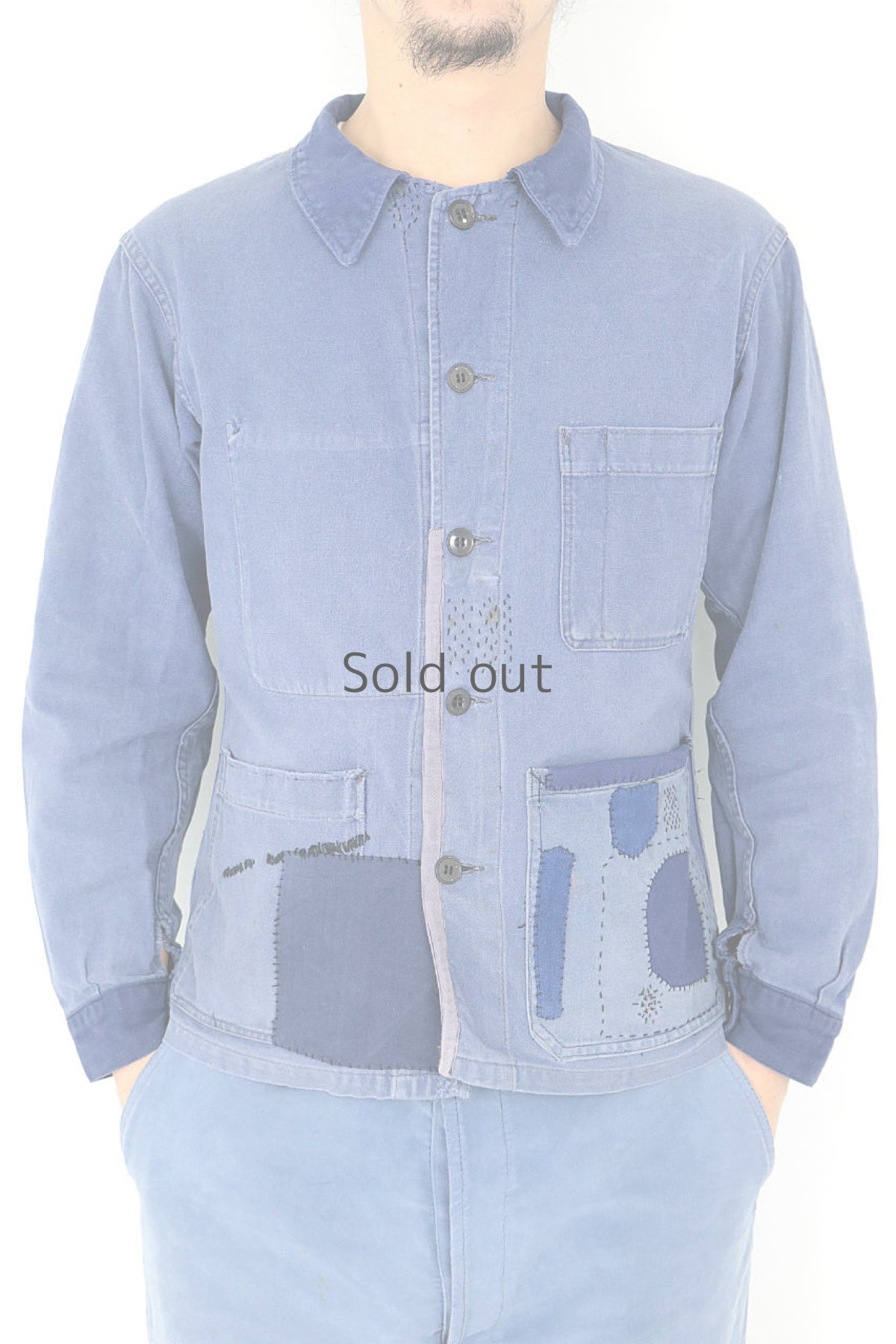 画像3: 【MITSUGU SASAKI】ビンテージリメイク　パッチワーク　ワークジャケット(襟・カフス交換) (3)