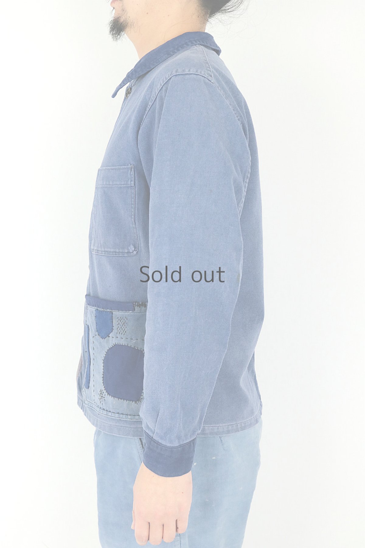 画像4: 【MITSUGU SASAKI】ビンテージリメイク　パッチワーク　ワークジャケット(襟・カフス交換) (4)