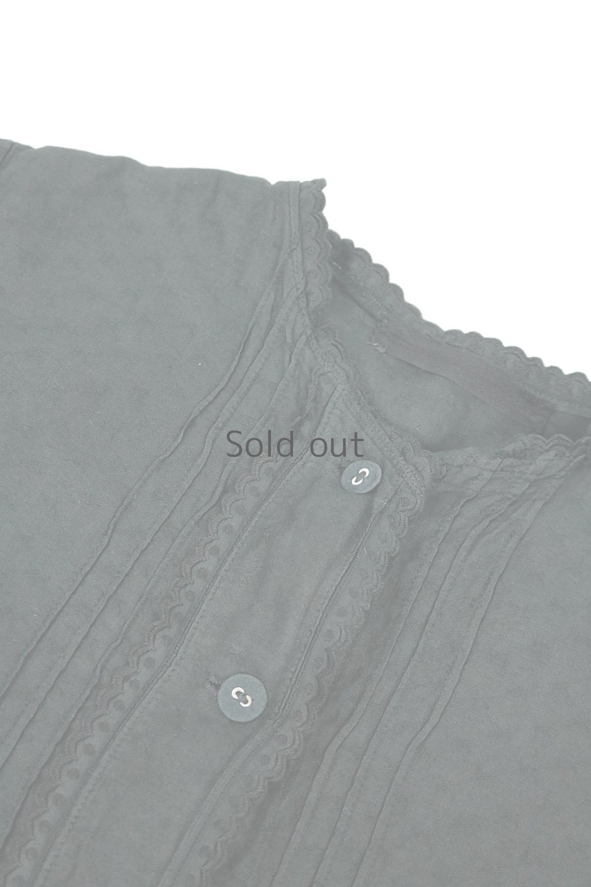 画像6: 【ドイツ】アンティークコットン×染め　クラシック　フリルブラウス（黒） (6)