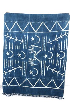 画像2: 【西アフリカ】手織り藍染め絞りの綿（手のひら） (2)