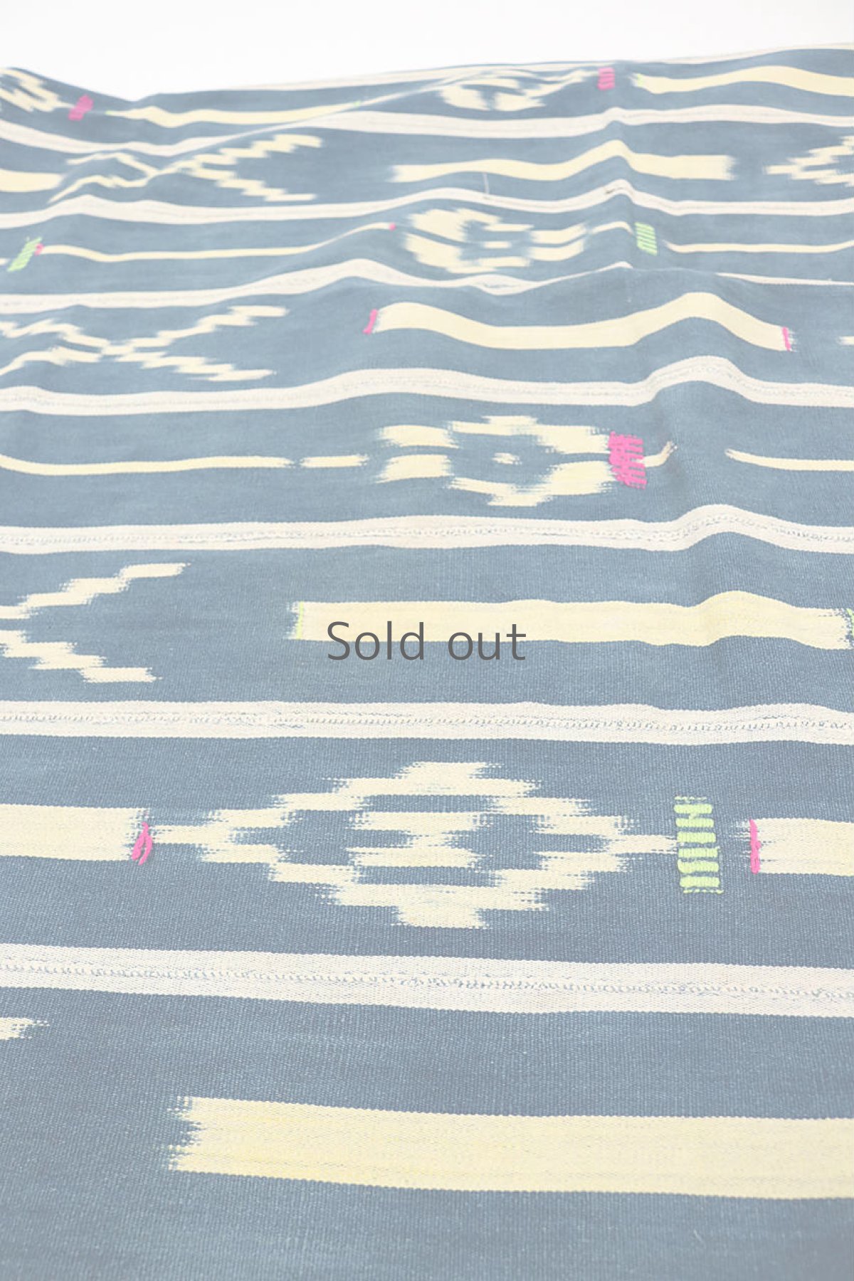 画像7: 【コートジボワール】手織り藍染めストライプ模様の綿（バウレ族/藍と黄） (7)