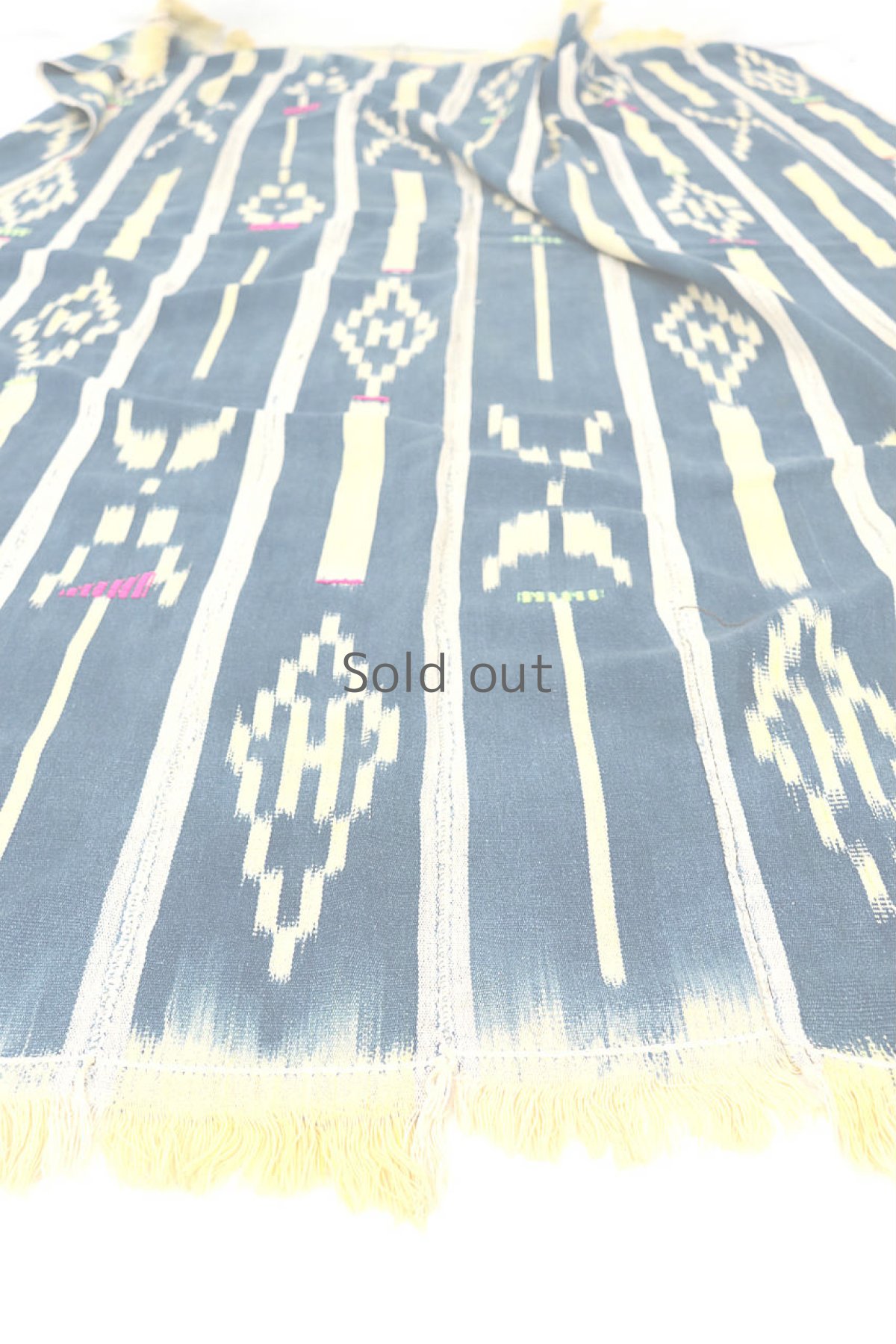 画像3: 【コートジボワール】手織り藍染めストライプ模様の綿（バウレ族/藍と黄） (3)