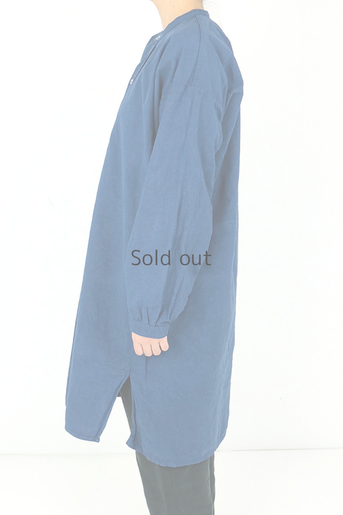 画像4: 【ドイツ】アンティークコットン×染め　プルオーバー　スモックシャツ（青） (4)