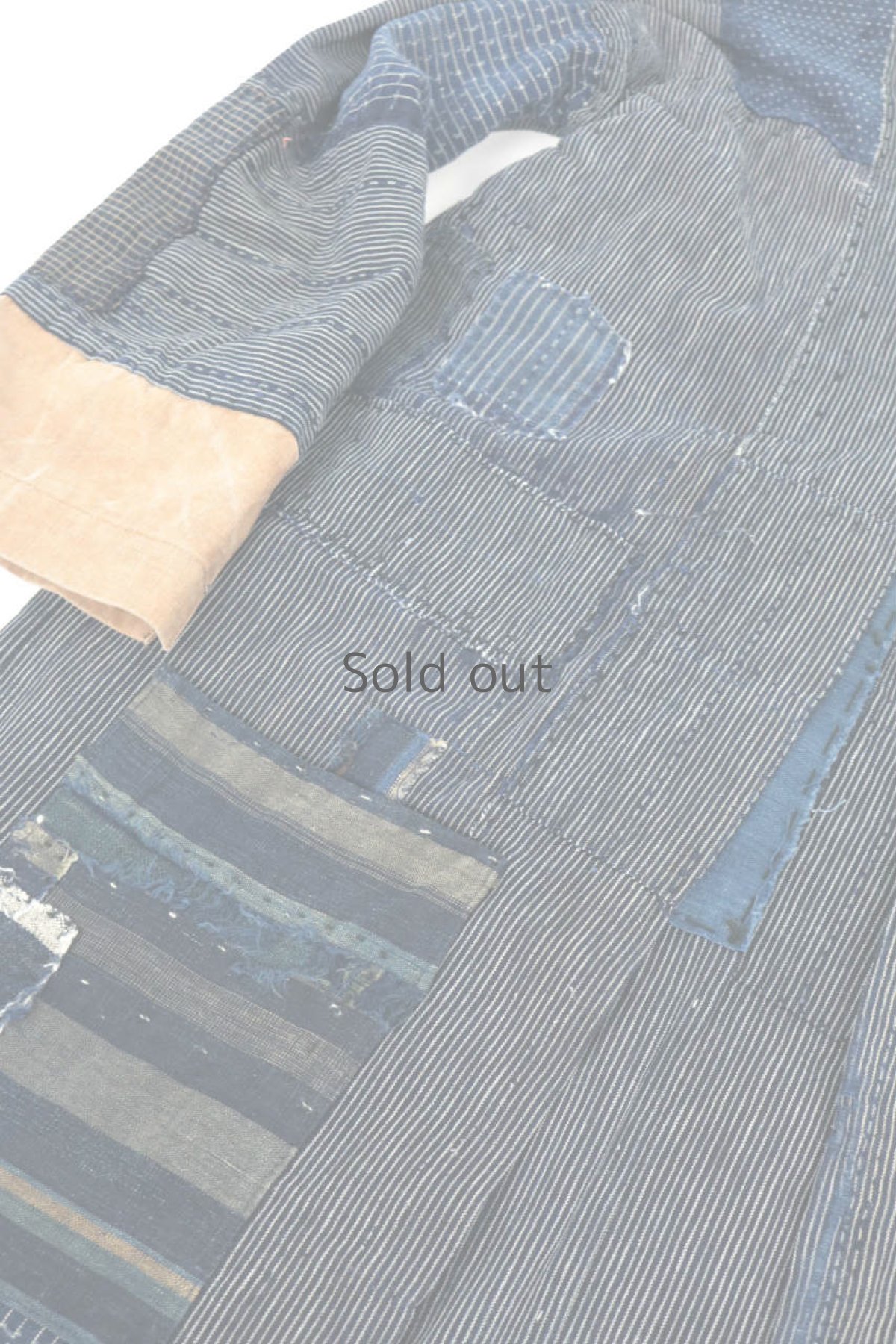 画像7: 【ササキチホ】藍染襤褸古布　パッチワーク野良着コート (7)