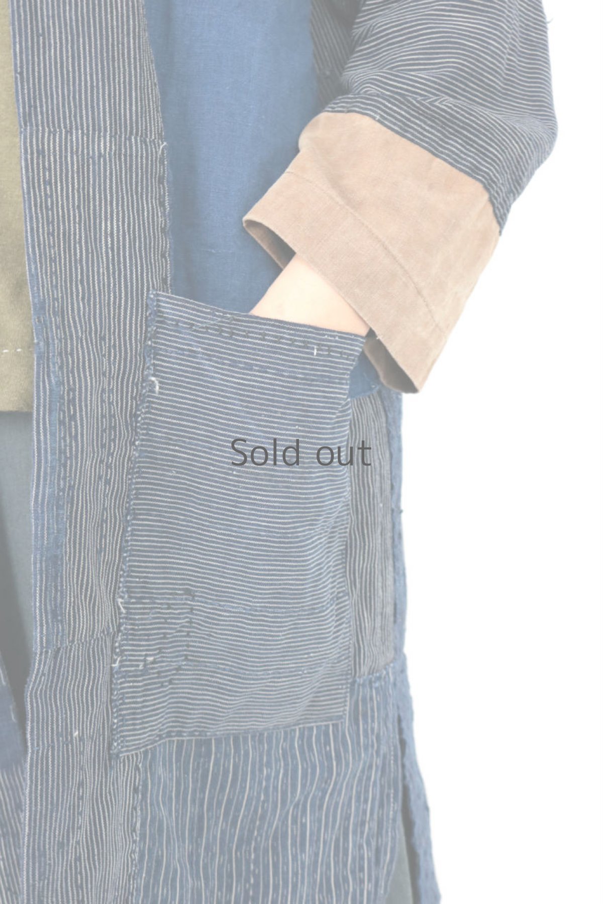 画像10: 【ササキチホ】藍染襤褸古布　パッチワーク野良着コート (10)