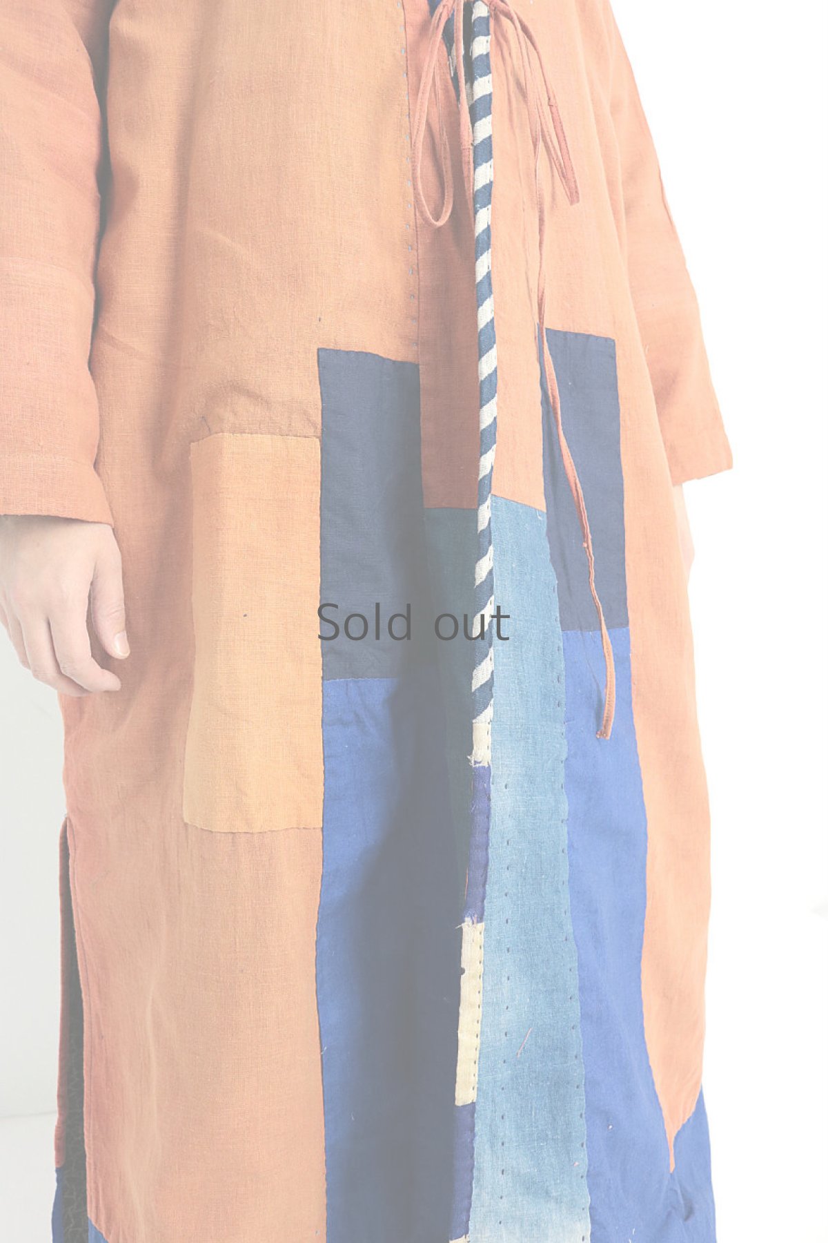 画像7: 【ササキチホ】古布　狩人風ロングコート（朱色/背守り） (7)