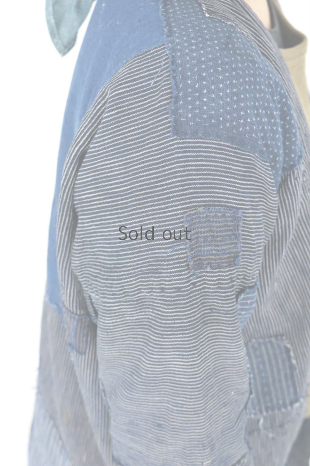 画像13: 【ササキチホ】藍染襤褸古布　パッチワーク野良着コート (13)