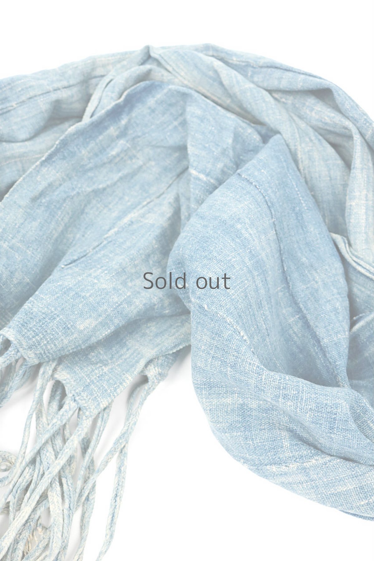 画像8: 【西アフリカ】手織り藍染め綿　ショール（薄い藍色） (8)