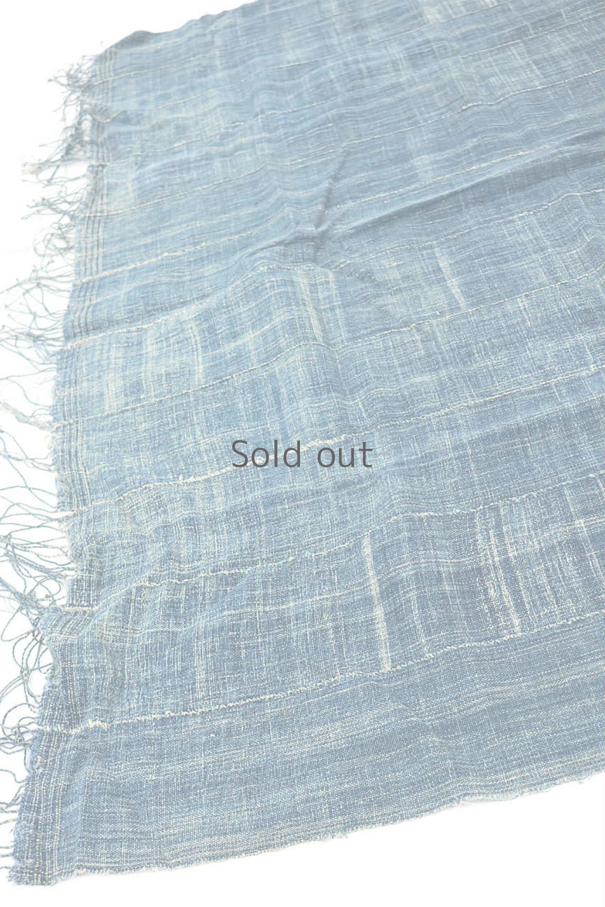 画像6: 【西アフリカ】手織り藍染め綿　大判ショール（中間藍色） (6)