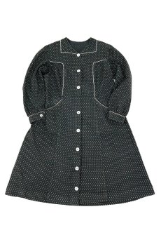 画像1: 【フランス】1940年代頃のブラック柄ワークドレス (1)