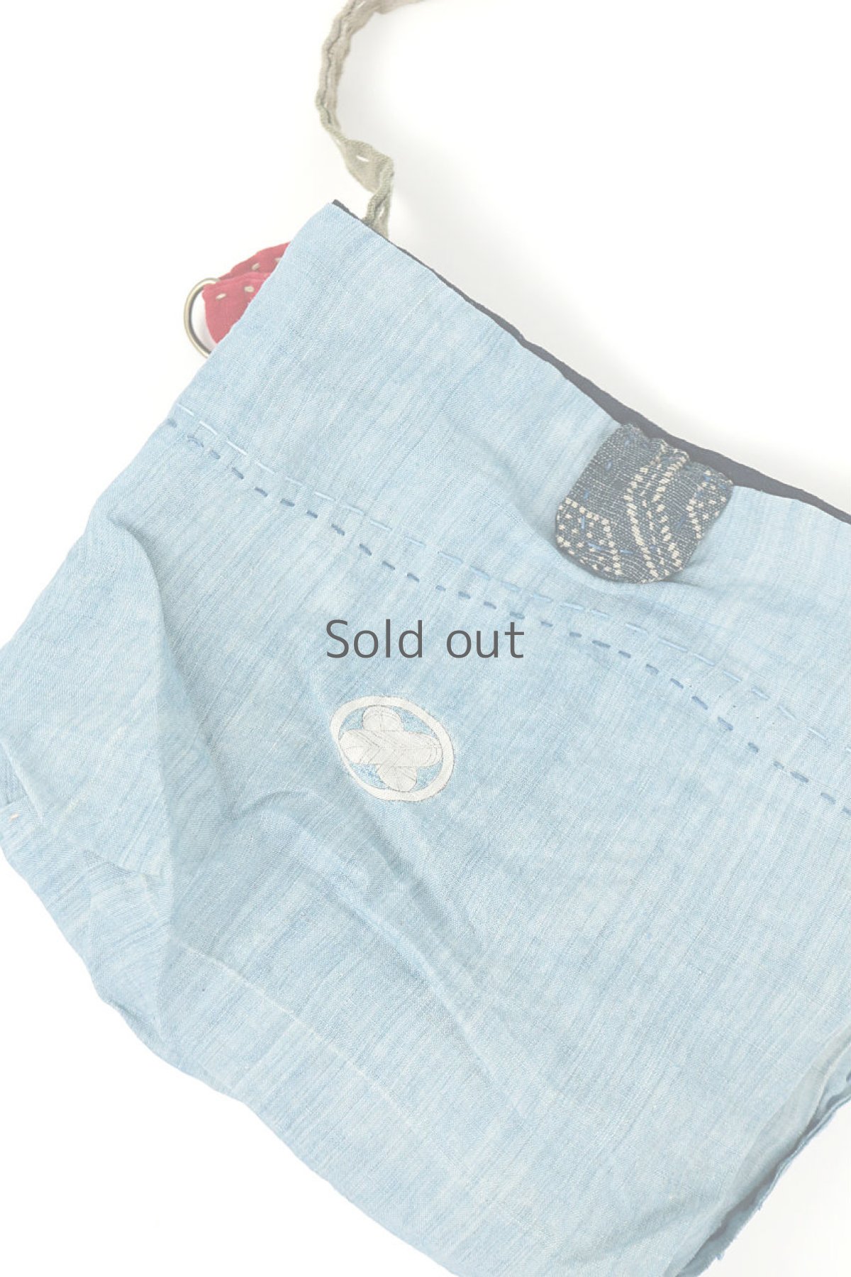 画像8: 【桃雪】古布　つれてってポシェ（羊羽さんの手染め糸/酒袋/リバーシブル） (8)