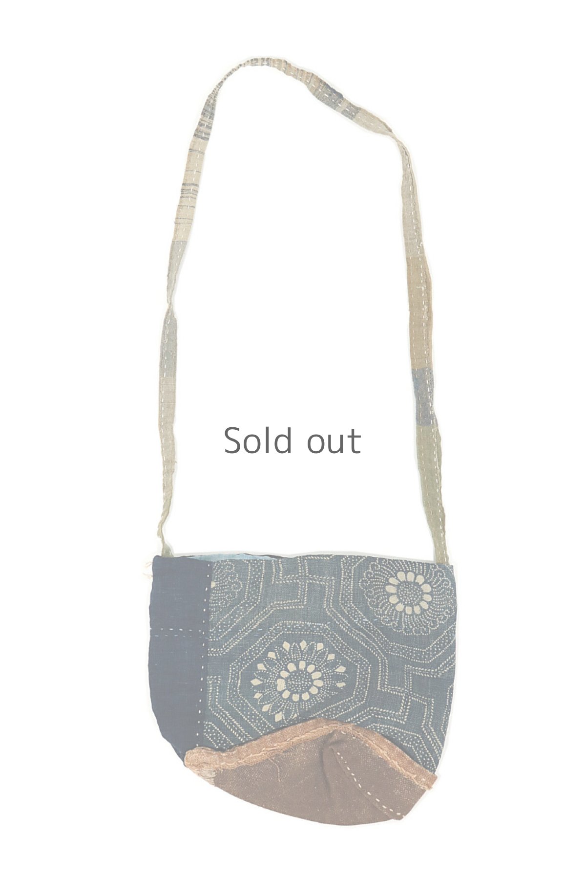 画像2: 【桃雪】古布　つれてってポシェ（羊羽さんの手染め糸/酒袋/リバーシブル） (2)