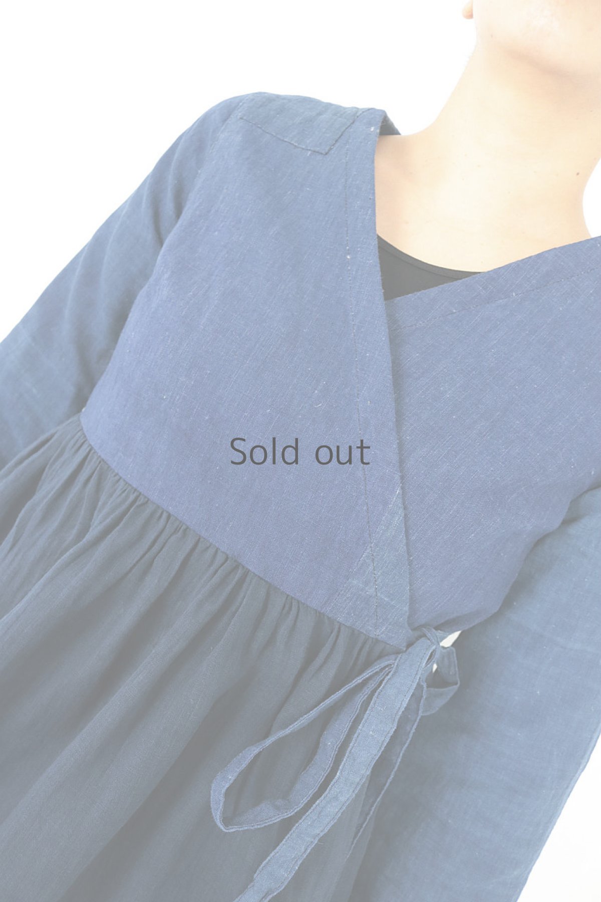 画像6: 【ササキチホ】古布　カシュクールブラウス（藍染古布とアンティークコットン） (6)