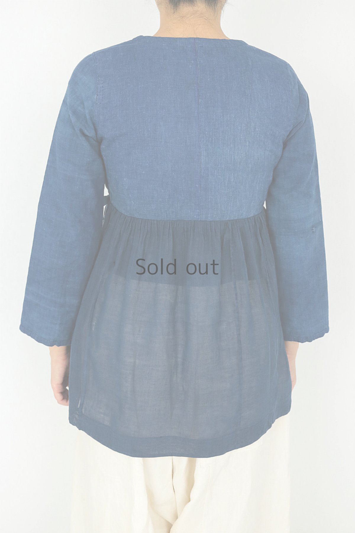 画像4: 【ササキチホ】古布　カシュクールブラウス（藍染古布とアンティークコットン） (4)