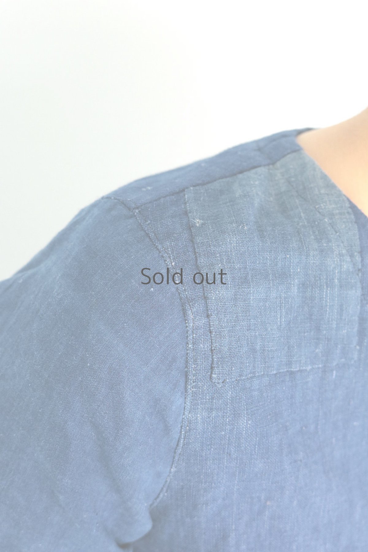 画像8: 【ササキチホ】古布　カシュクールブラウス（藍染古布とアンティークコットン） (8)