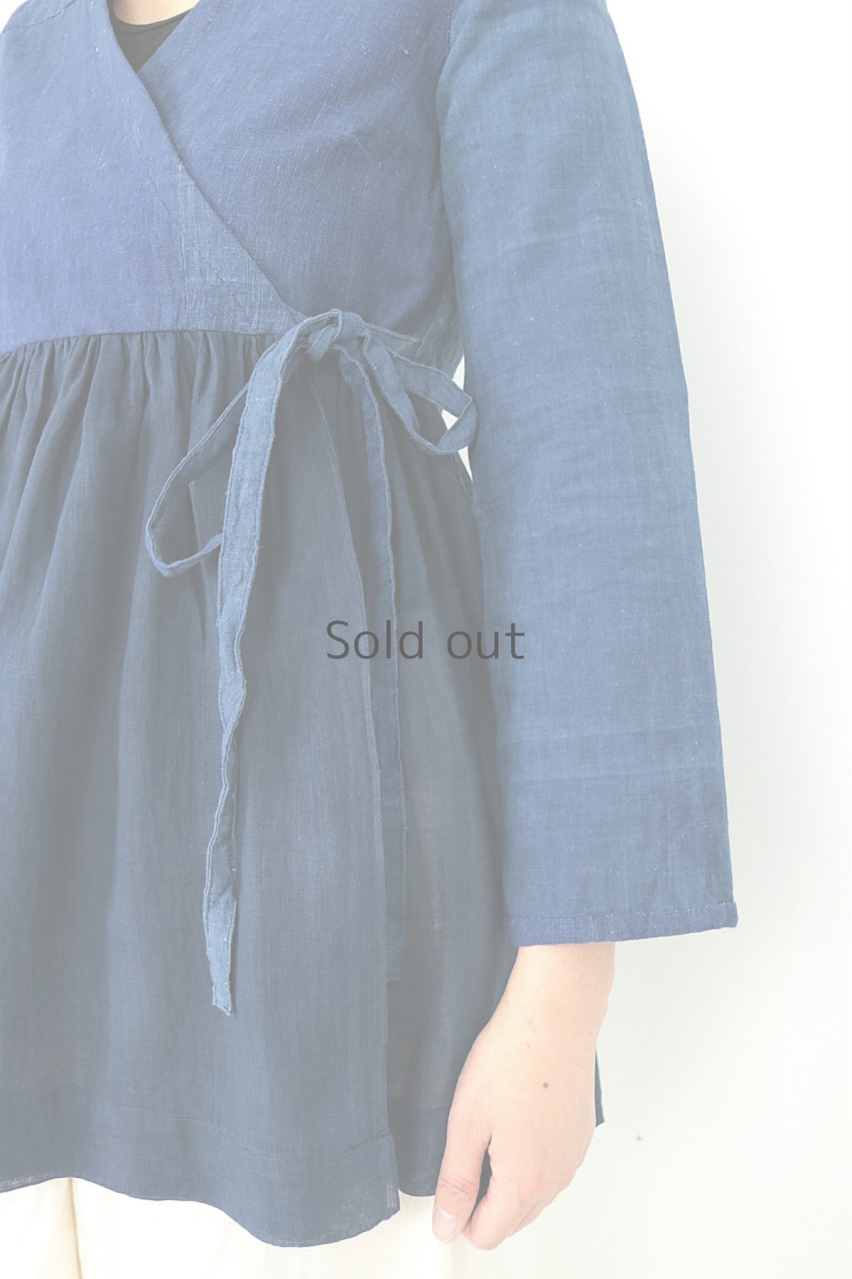 画像7: 【ササキチホ】古布　カシュクールブラウス（藍染古布とアンティークコットン） (7)