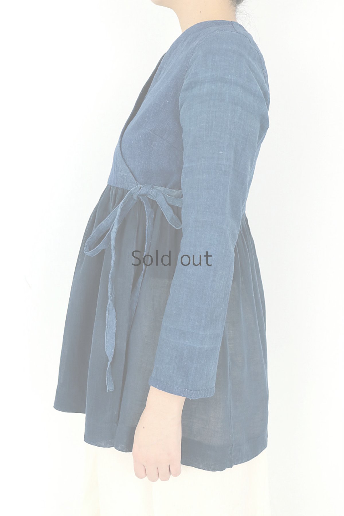 画像3: 【ササキチホ】古布　カシュクールブラウス（藍染古布とアンティークコットン） (3)