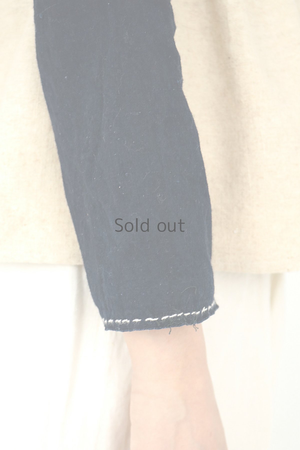 画像9: 【ササキチホ】古布　カシュクールブラウス（濃藍とベージュ） (9)