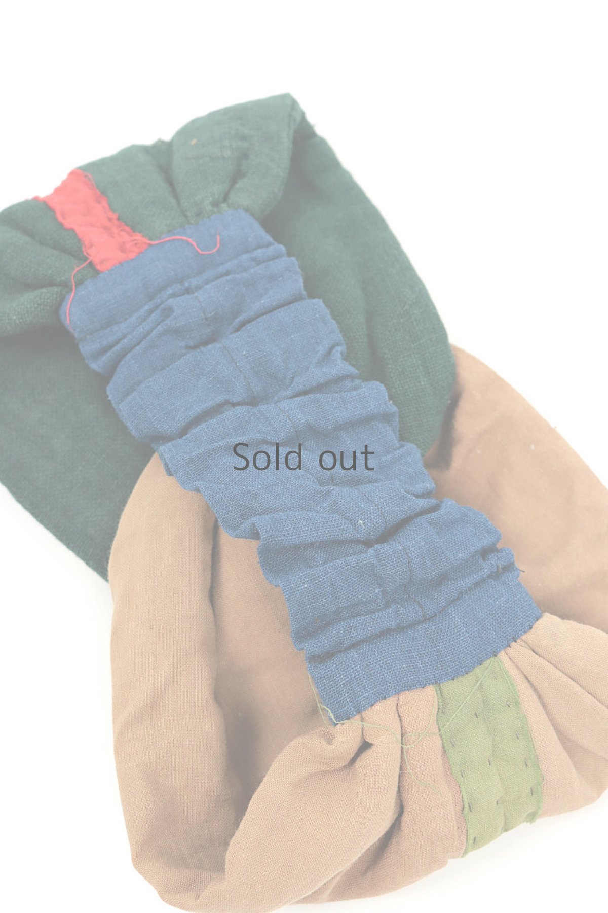 画像4: 【ササキチホ】古布　厚手の中綿ヘアバン（薄茶とウコン緑と紫） (4)