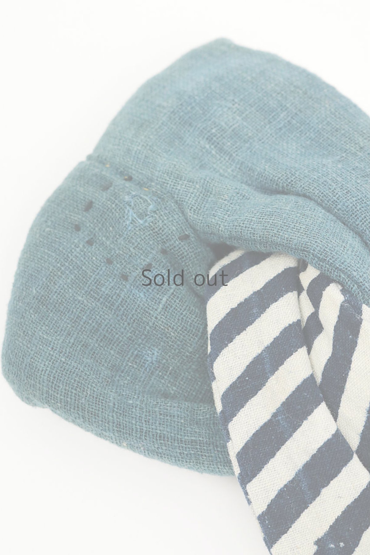 画像2: 【ササキチホ】古布　厚手の中綿ヘアバン（インディゴストライプと手織り藍） (2)