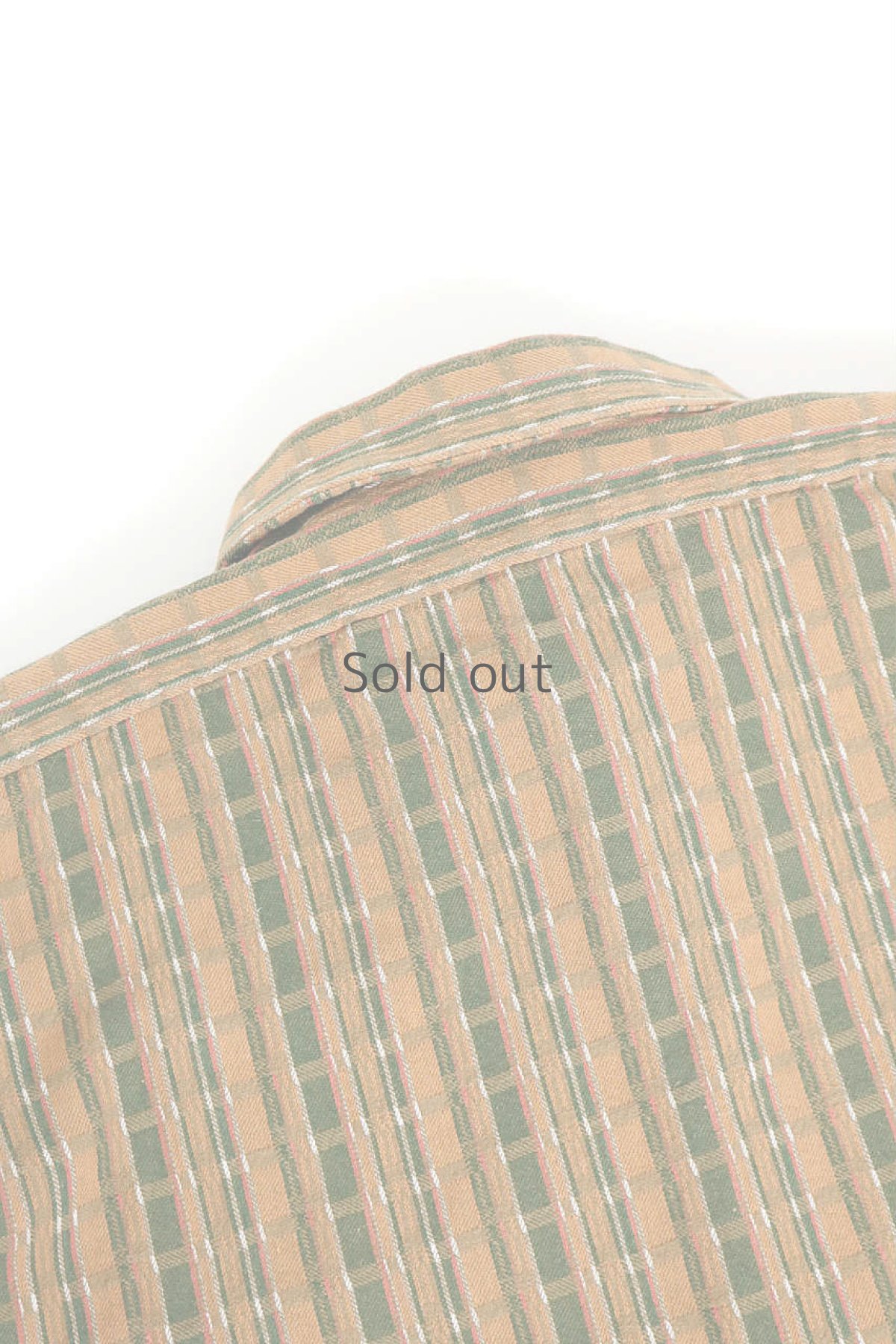 画像10: 【フランス】1970年代　グランドファーザーシャツ（薄茶と緑） (10)