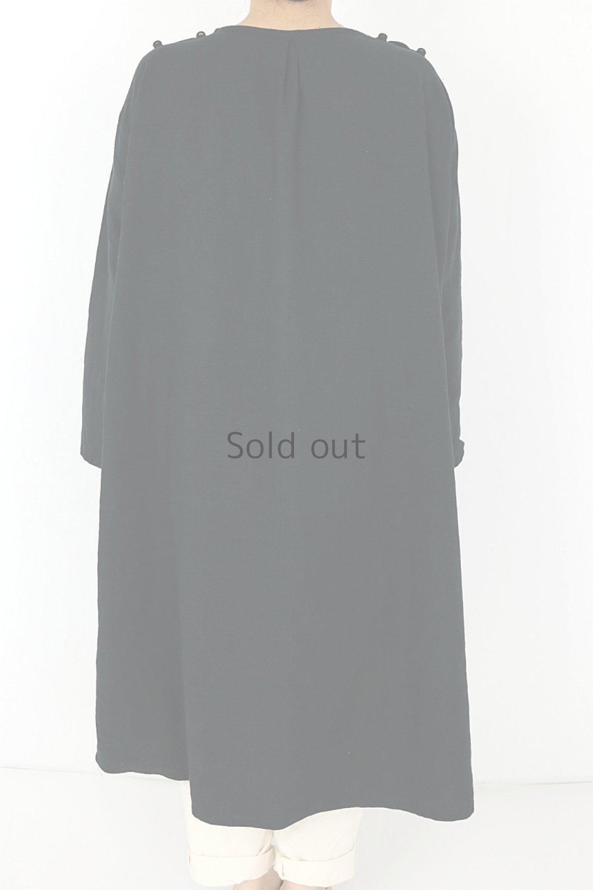 画像4: 【ササキチホ】アンティークリネン×染め　フォークロア2WAYドレス（黒色） (4)