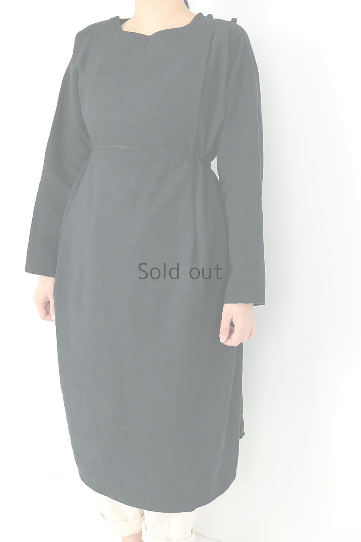 画像10: 【ササキチホ】アンティークリネン×染め　フォークロア2WAYドレス（黒色） (10)