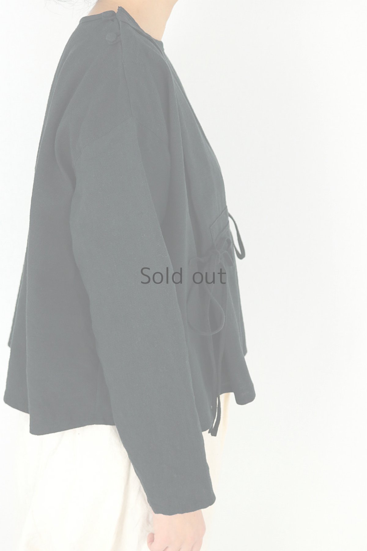 画像7: 【ササキチホ】アンティークリネン×染め　フォークロアブラウス（黒色） (7)