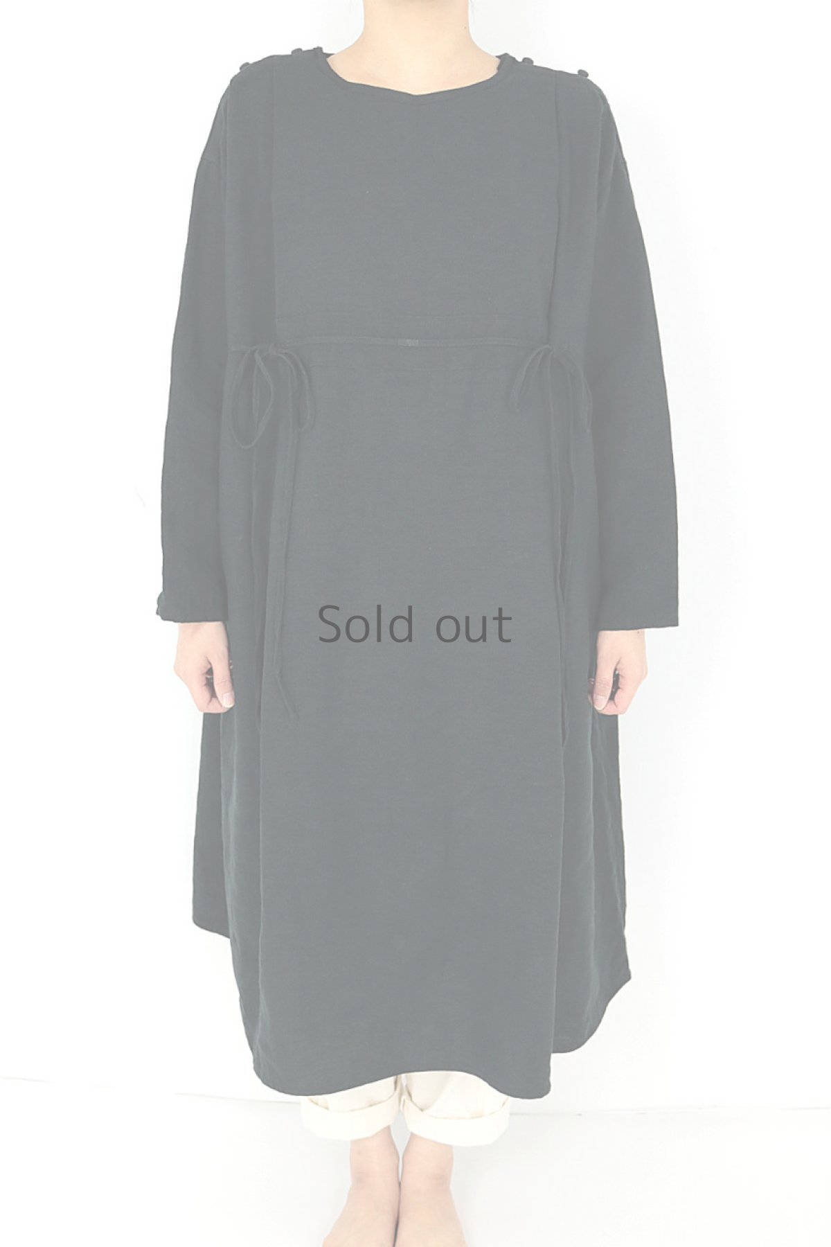 画像2: 【ササキチホ】アンティークリネン×染め　フォークロア2WAYドレス（黒色） (2)