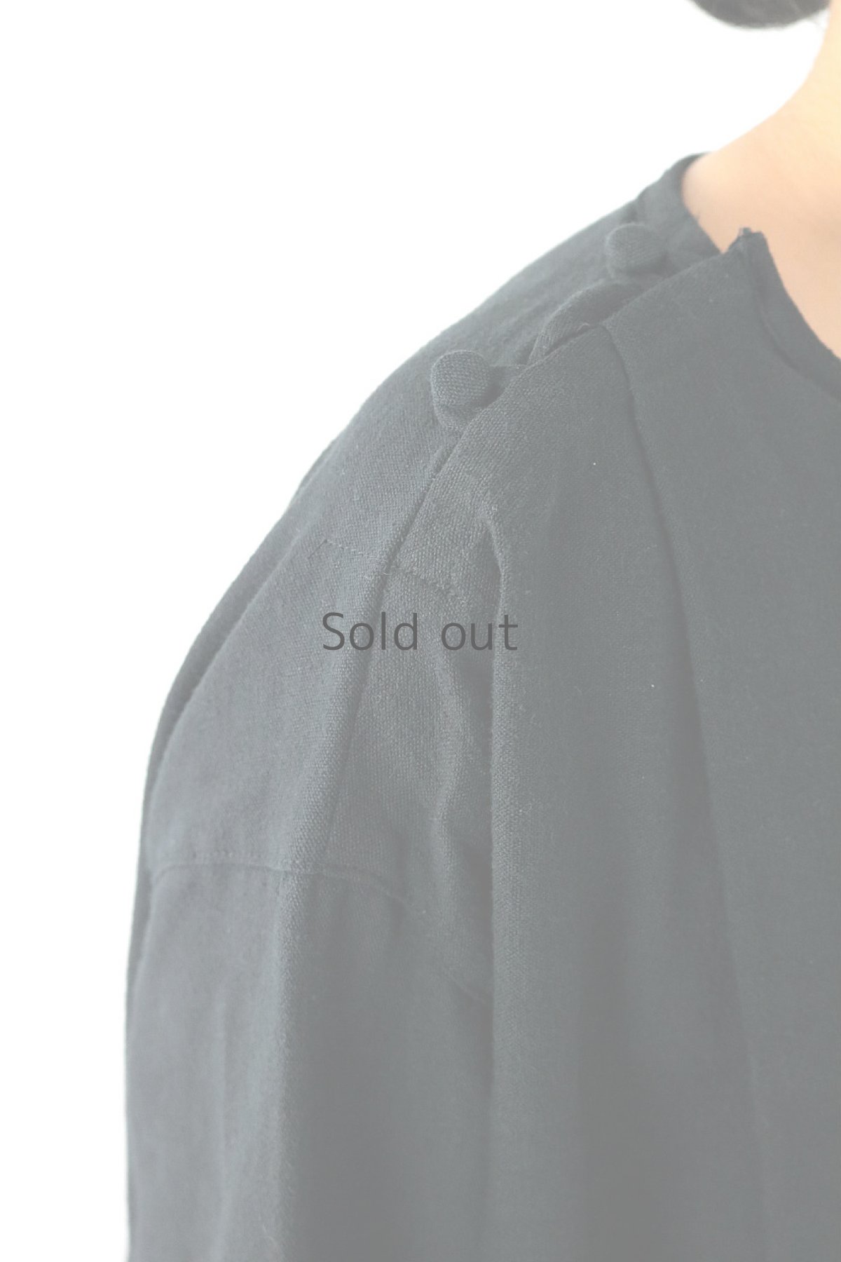 画像7: 【ササキチホ】アンティークリネン×染め　フォークロア2WAYドレス（黒色） (7)