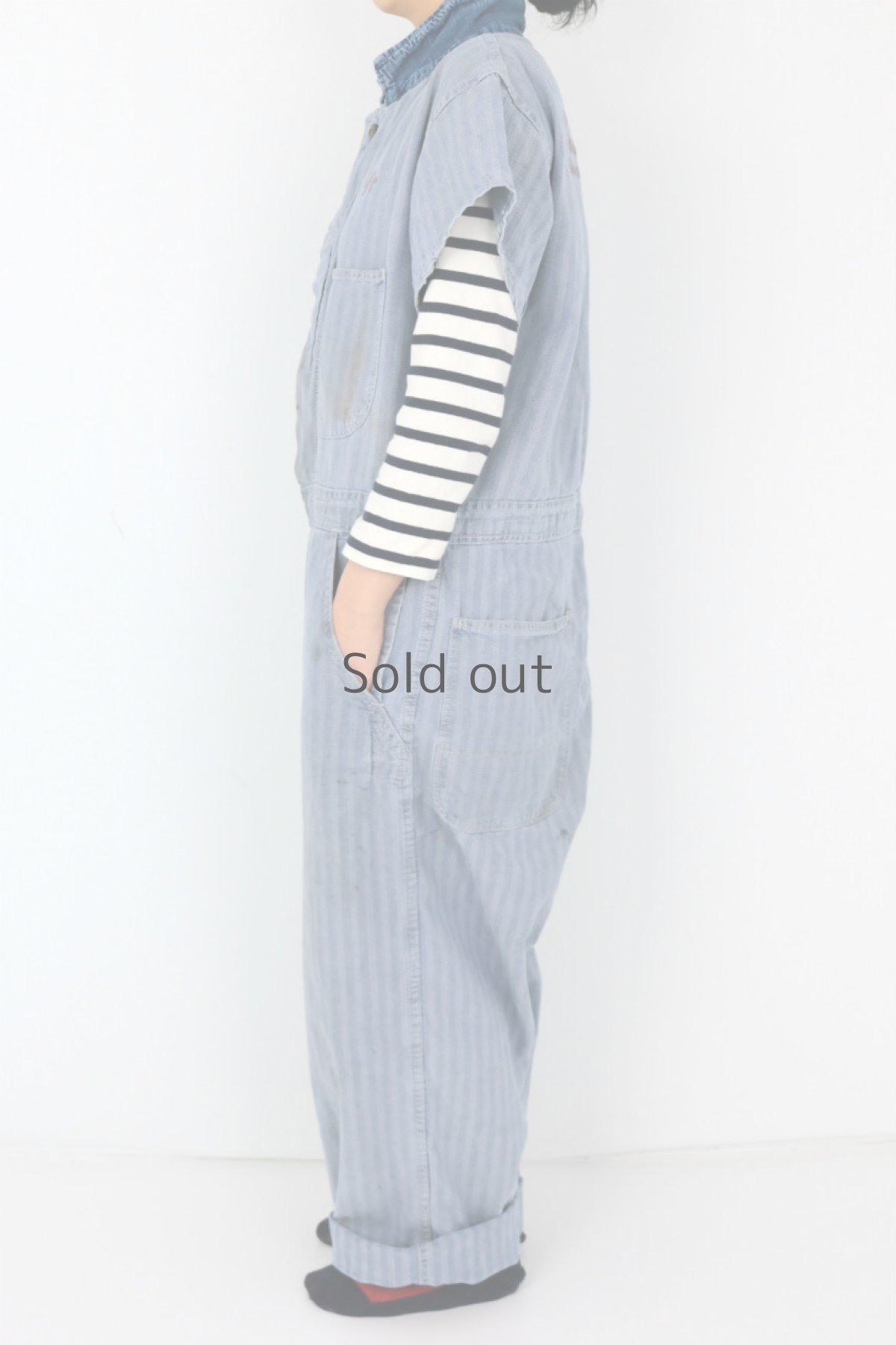 画像4: 【アメリカ】1960年代 ヘリンボーンコットンのツナギ (4)