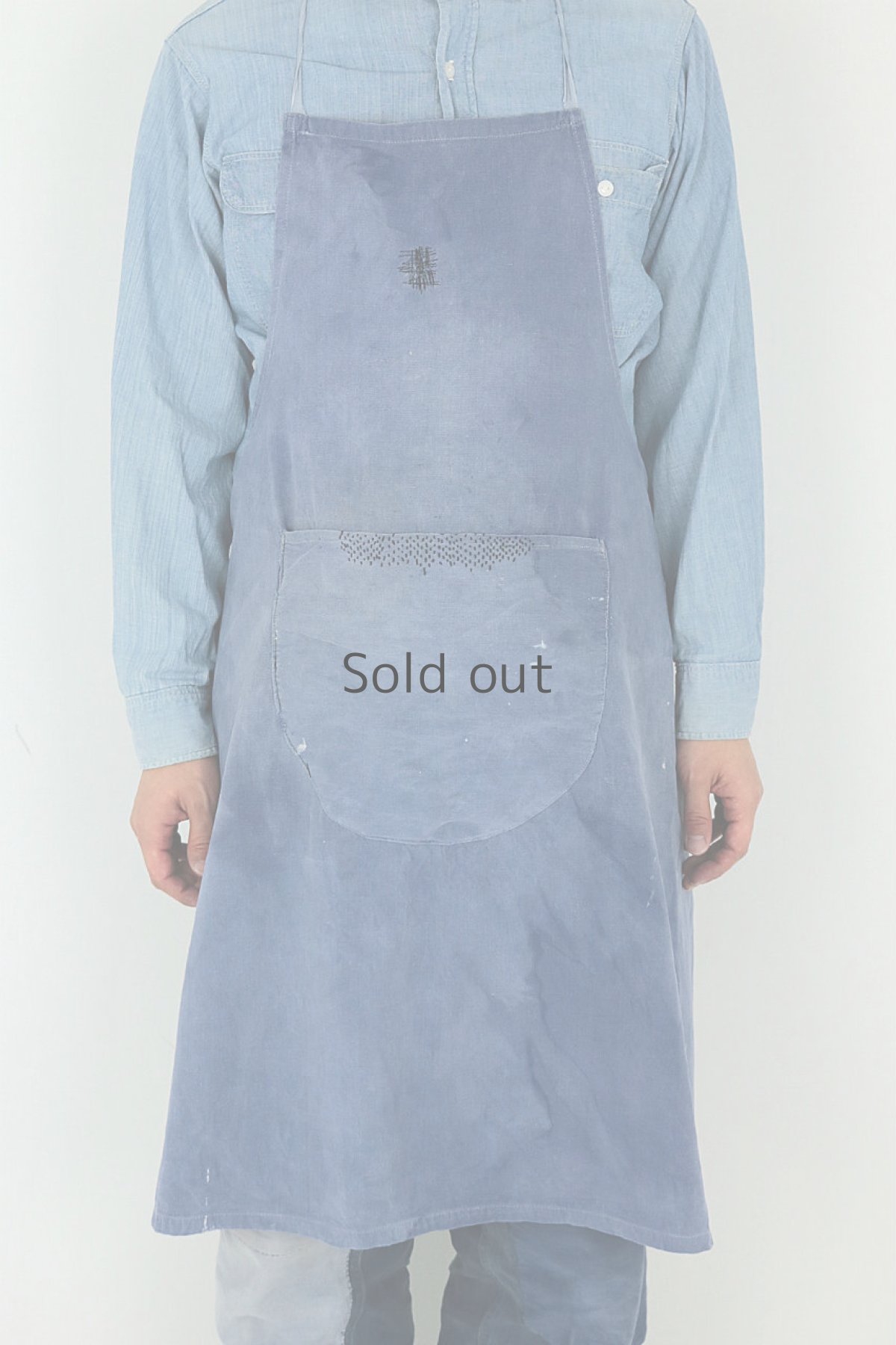 画像7: 【フランス】ビンテージ　リペアしたワークエプロン (7)