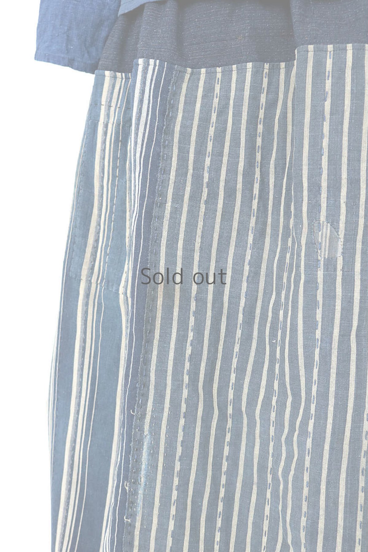 画像12: 【ササキチホ】農婦シリーズ　藍染ストライプのパッチワークスカート (12)