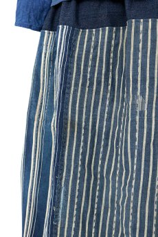画像12: 【ササキチホ】農婦シリーズ　藍染ストライプのパッチワークスカート (12)