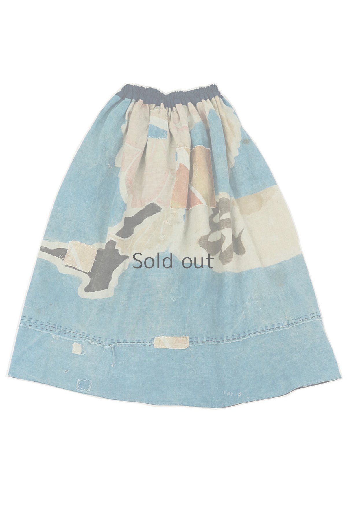 画像2: 【ササキチホ】農婦シリーズ　濃い藍のパッチワークスカート（リバーシブル） (2)