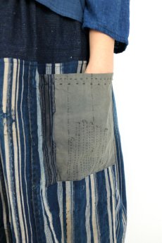 画像6: 【ササキチホ】農婦シリーズ　藍染ストライプのパッチワークスカート (6)