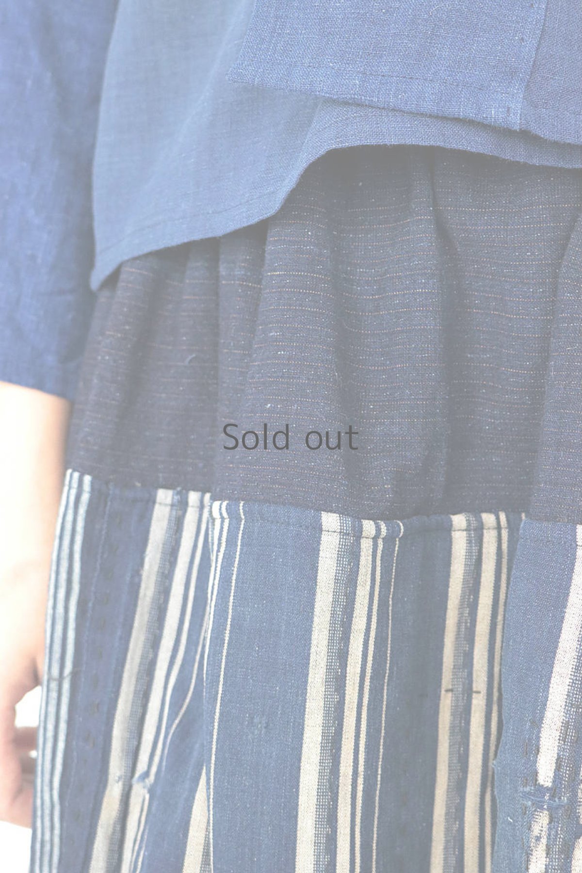 画像5: 【ササキチホ】農婦シリーズ　藍染ストライプのパッチワークスカート (5)