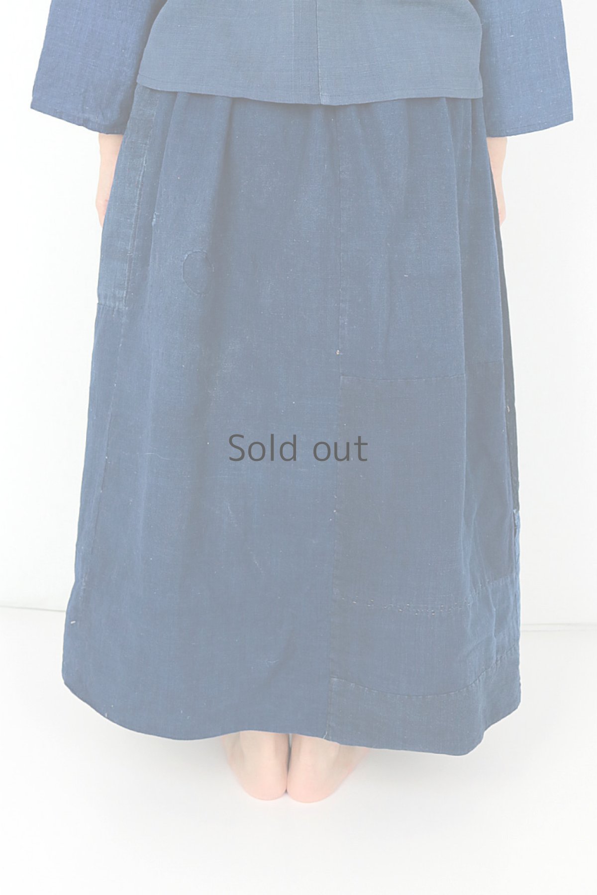 画像5: 【ササキチホ】農婦シリーズ　濃い藍のパッチワークスカート（リバーシブル） (5)