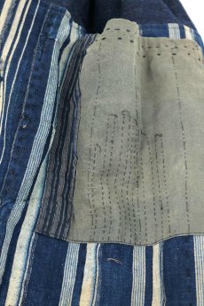 画像13: 【ササキチホ】農婦シリーズ　藍染ストライプのパッチワークスカート (13)