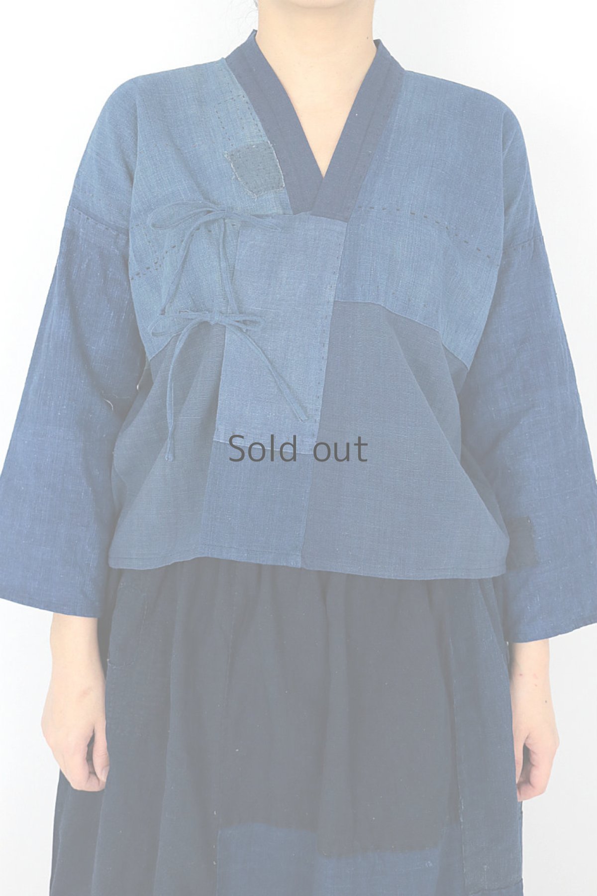 画像2: 【ササキチホ】藍染古布　ベトナムの少数民族風シャツ (2)