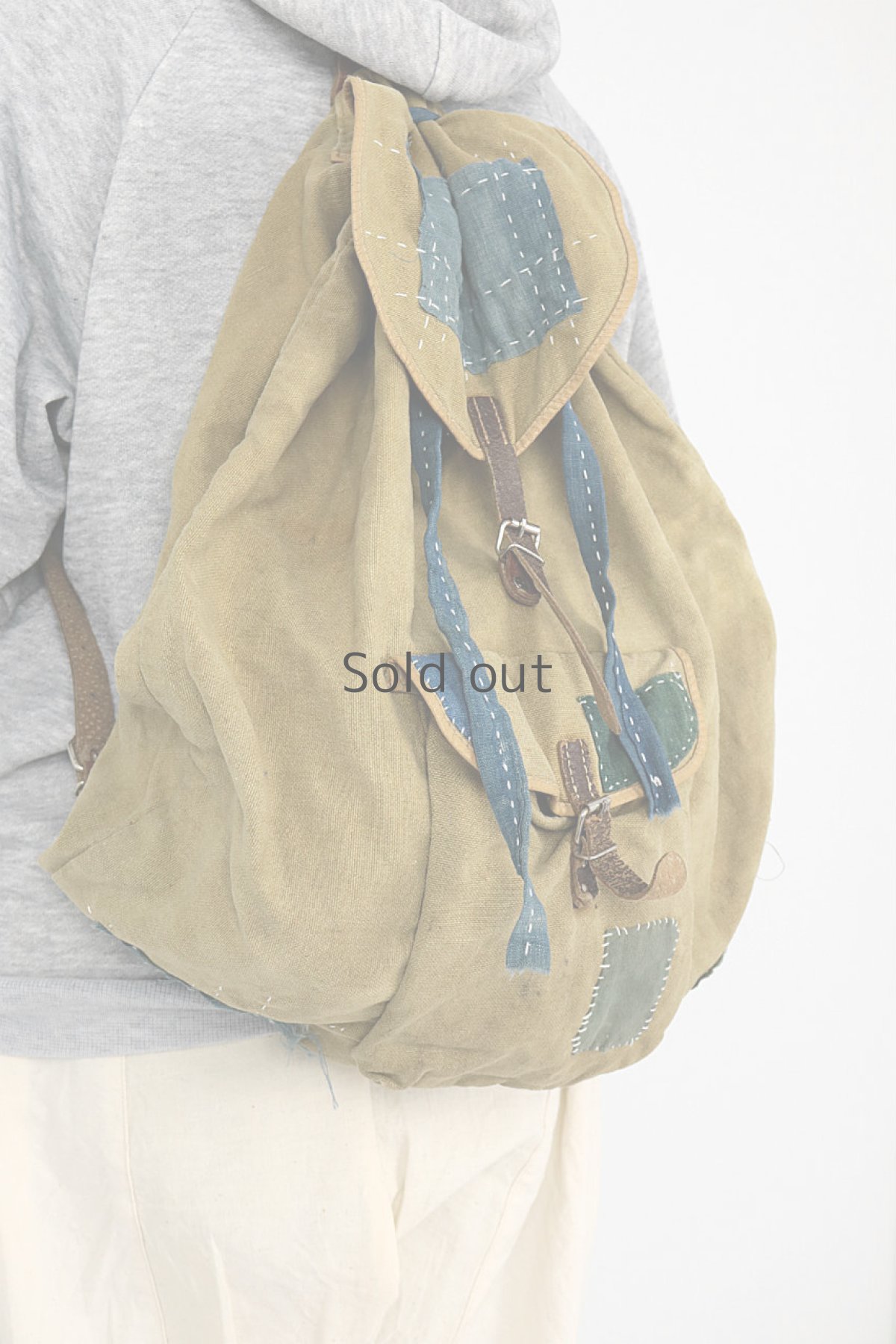 画像2: 【MITSUGU SASAKI】ビンテージリメイク×古布　ユーロミリタリーリュックサック (2)