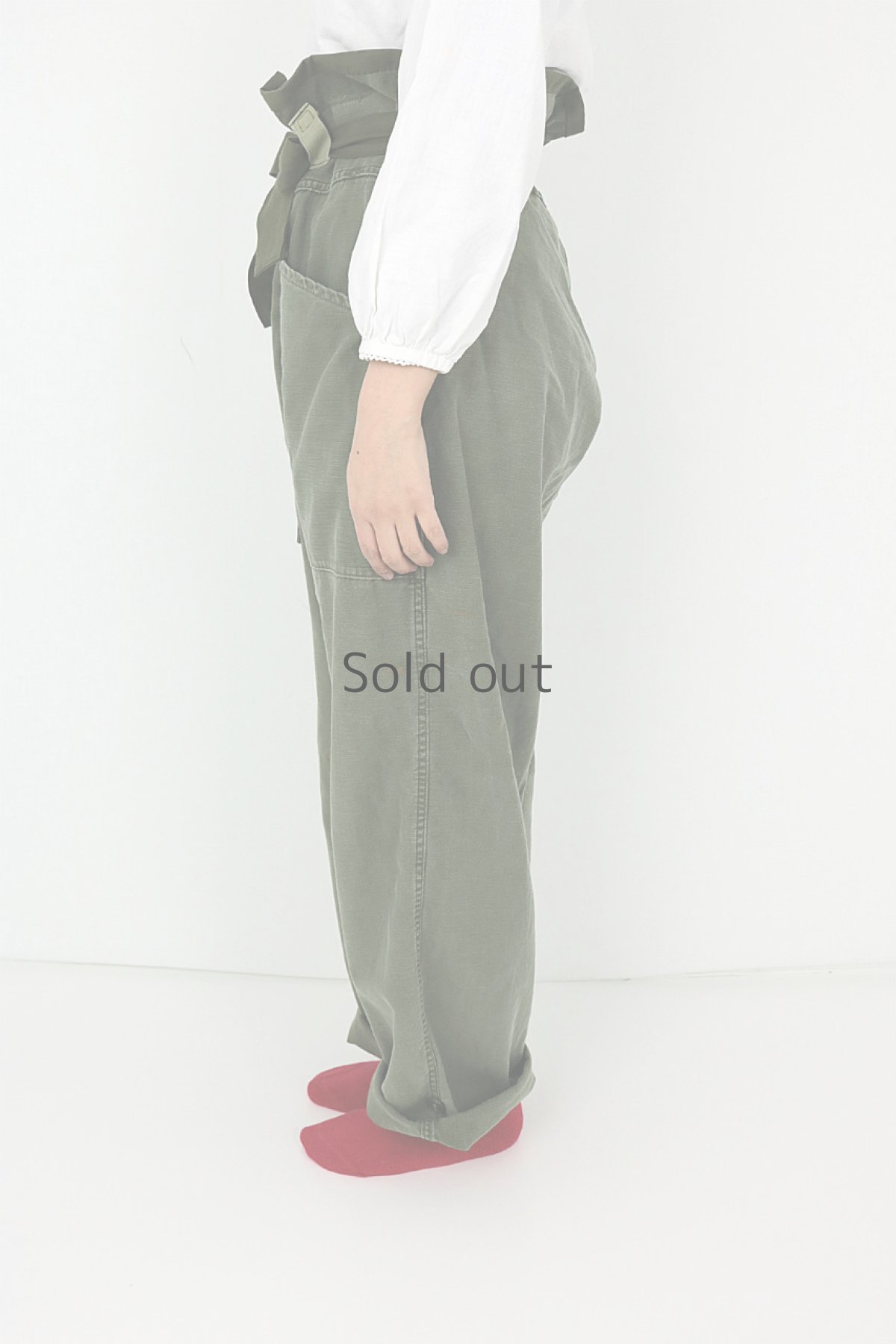 画像4: 【MITSUGU SASAKI】ビンテージ×リメイク　超ハイウエスト　ミリタリーパンツ (4)