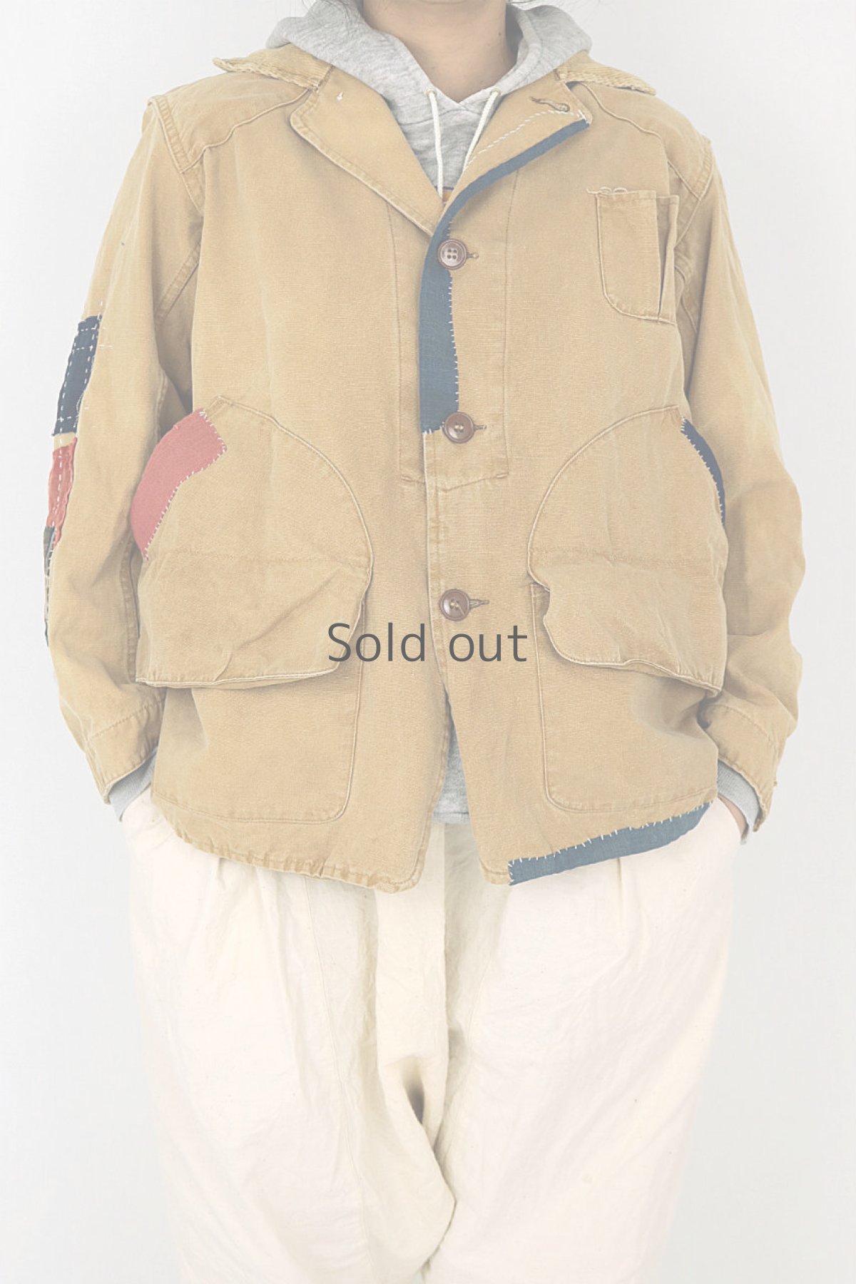 画像2: 【MITSUGU SASAKI】ビンテージリメイク×古布　パッチワーク　ハンティングジャケット（Western Field) (2)