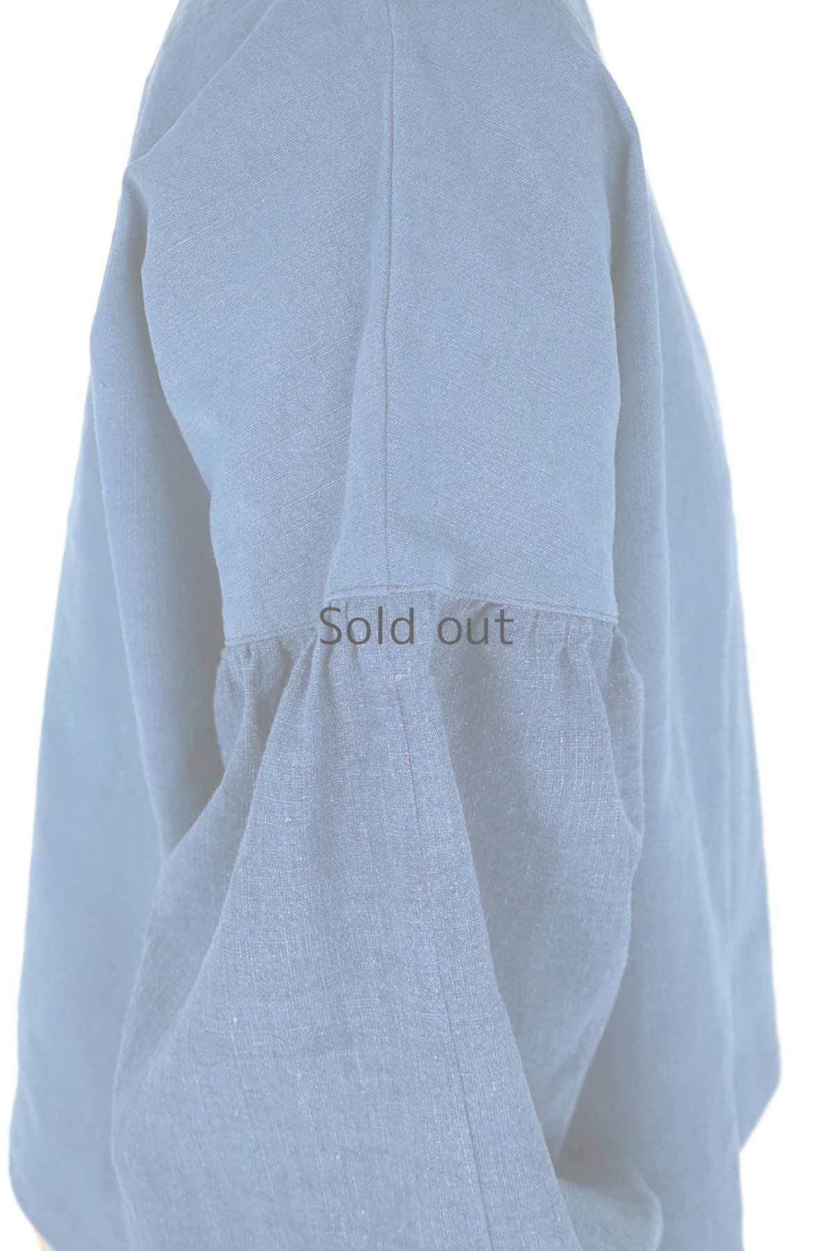 画像10: 【ササキチホ】アンティークリネン＋古布　バルーン袖ロングカフスブラウス（青藍色） (10)