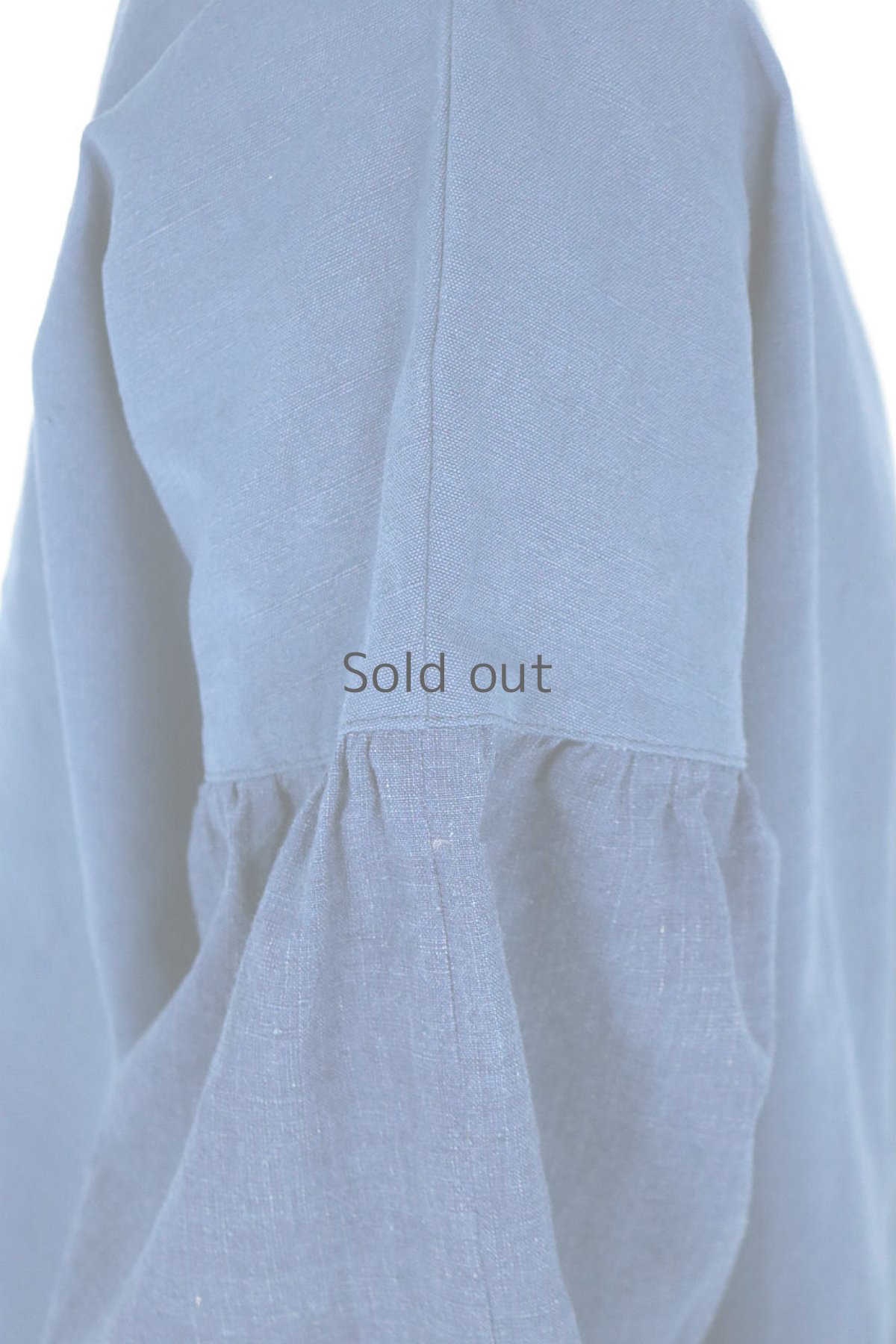 画像9: 【ササキチホ】アンティークリネン＋古布　バルーン袖ロングカフスブラウス（青藍色） (9)