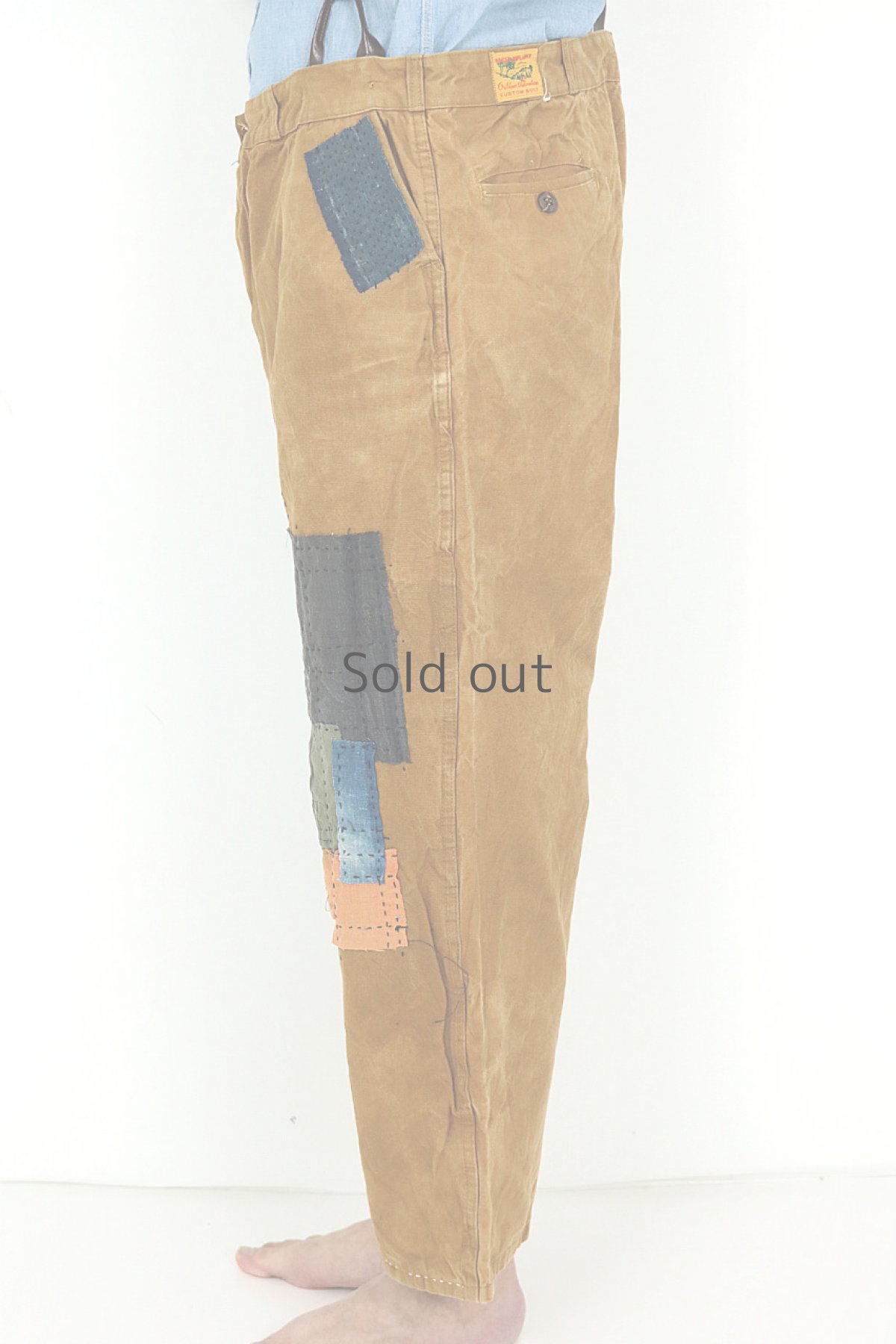 画像4: 【MITSUGU SASAKI】ビンテージリメイク＋古布　パッチワークダックパンツ（ボロ） (4)
