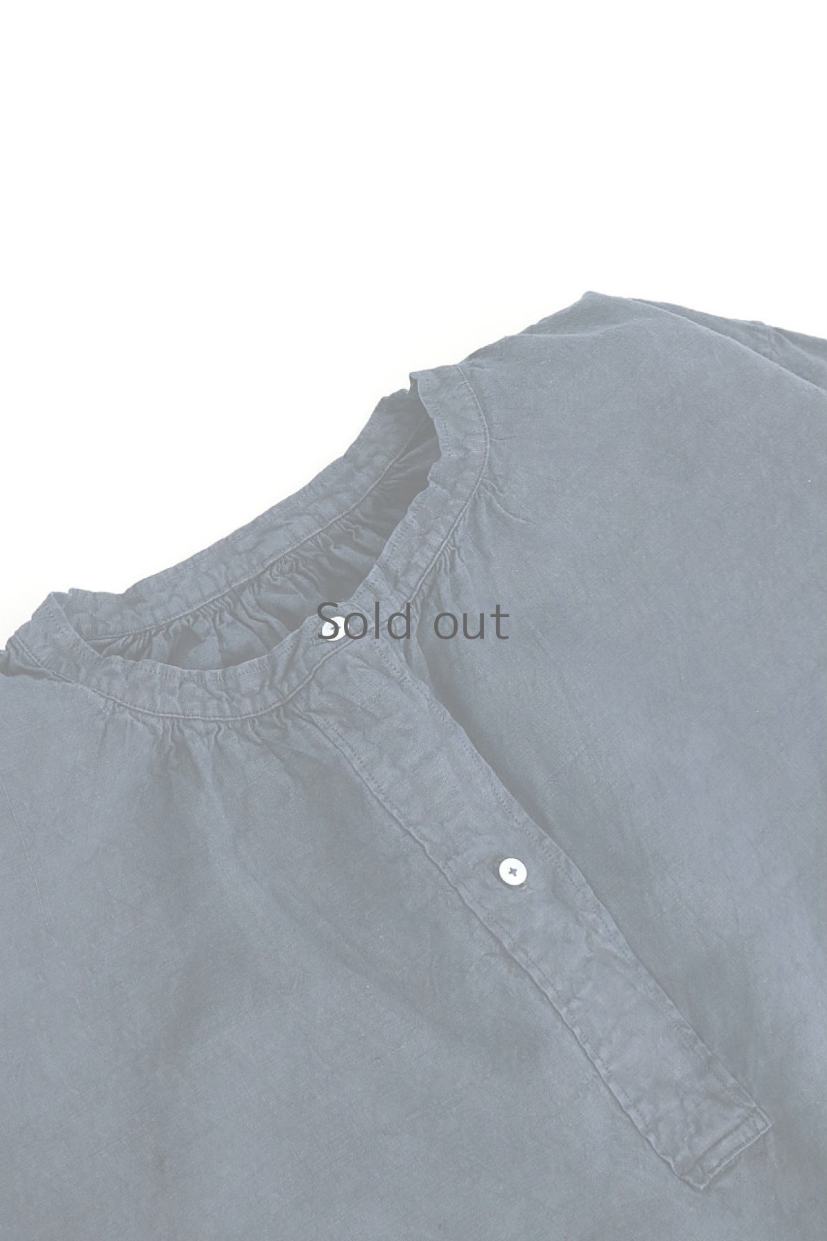 画像5: 【フランス】アンティークリネン×染　ハンパ丈袖ワンピース（青藍色） (5)