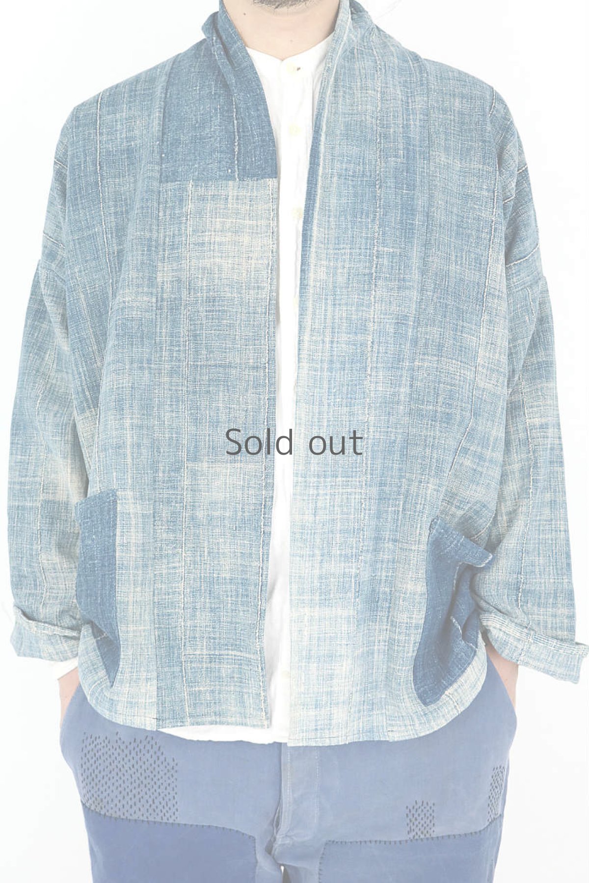 画像2: 【ササキチホ】手織り藍　羽織り（アフリカンインディゴ/ミドル丈） (2)