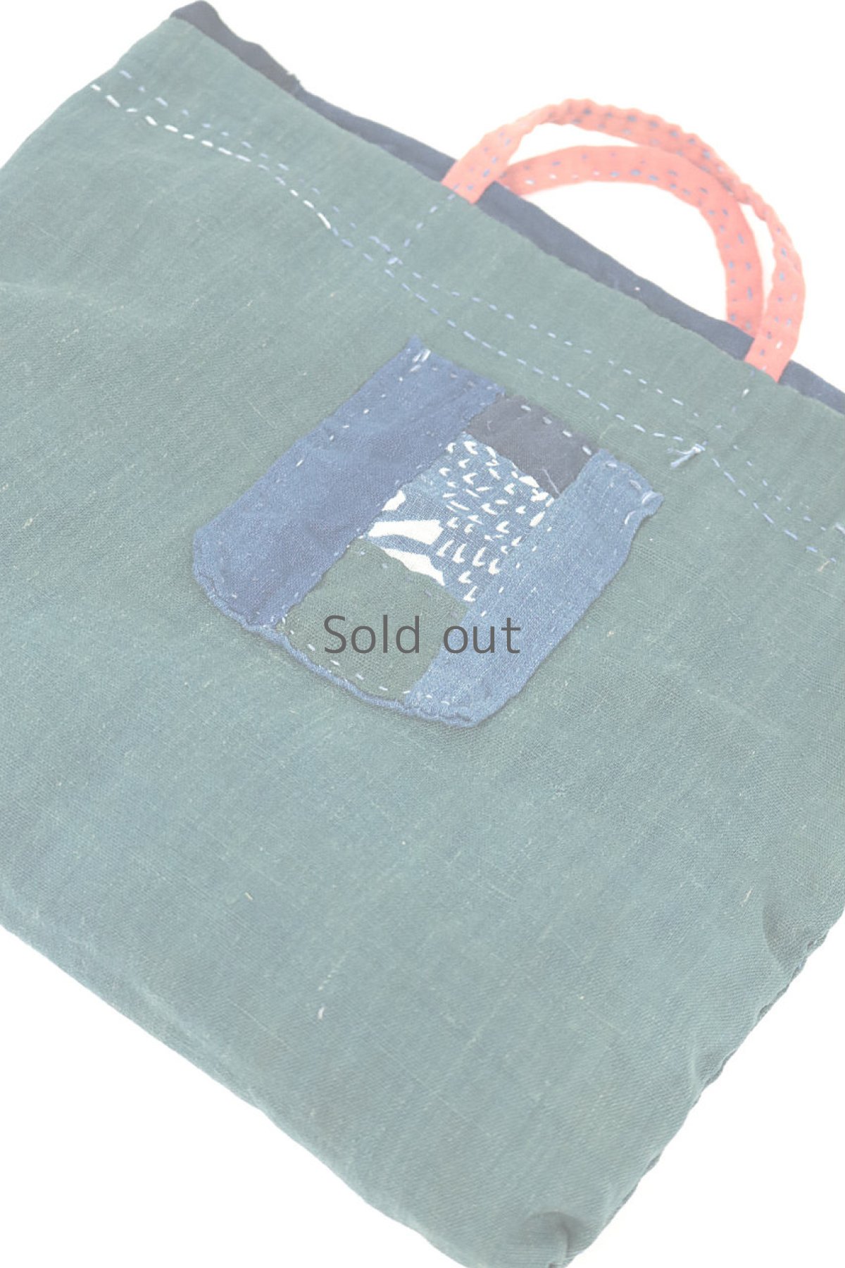 画像9: 【桃雪】藍染古布　ほっそい取っ手のやや小さめバック(リバーシブル) (9)