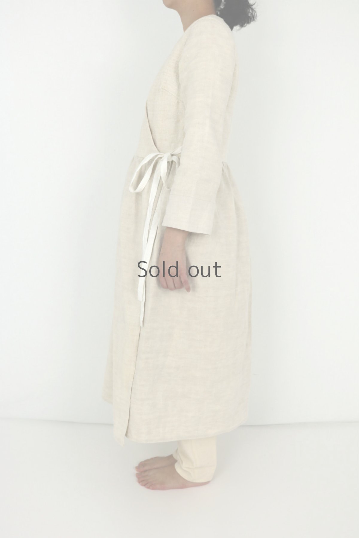 画像3: 【ササキチホ】アンティークリネン　カシュクールワンピース（生成り） (3)